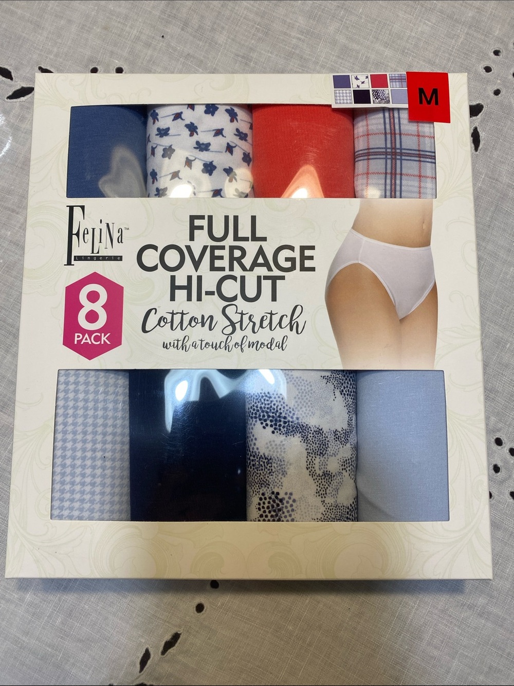 Felina White Kids Full Coverage Hi-Cut Cotton Stretch Panties 8-Pack